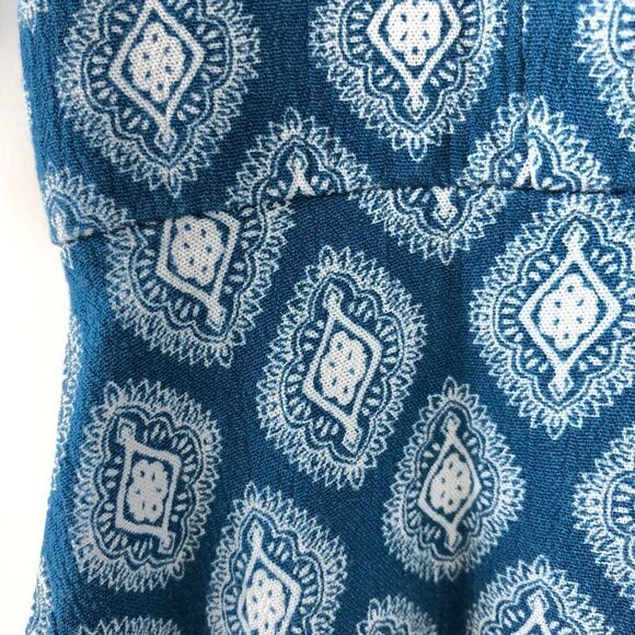 Blue Rain Wrap Front Short Tie Sleeve Summer Dress In Blue & White - Picture 7 of 9